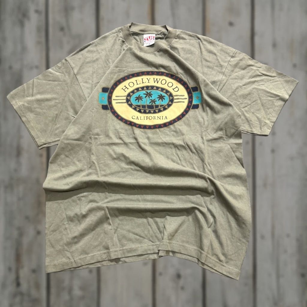 Vintage VINTAGE TUF Hollywood California T-shirt XL Men's Green 90s Made In USA Single Shirt Size US XL / EU 56 / 4 - 1 Thumbnail