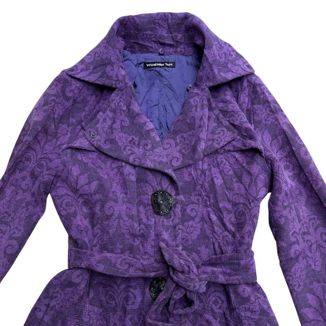 Vivienne Tam Vivienne Tam Velvet Embossed Coat With Removeable Fur Size S / US 4 / IT 40 - 6 Thumbnail