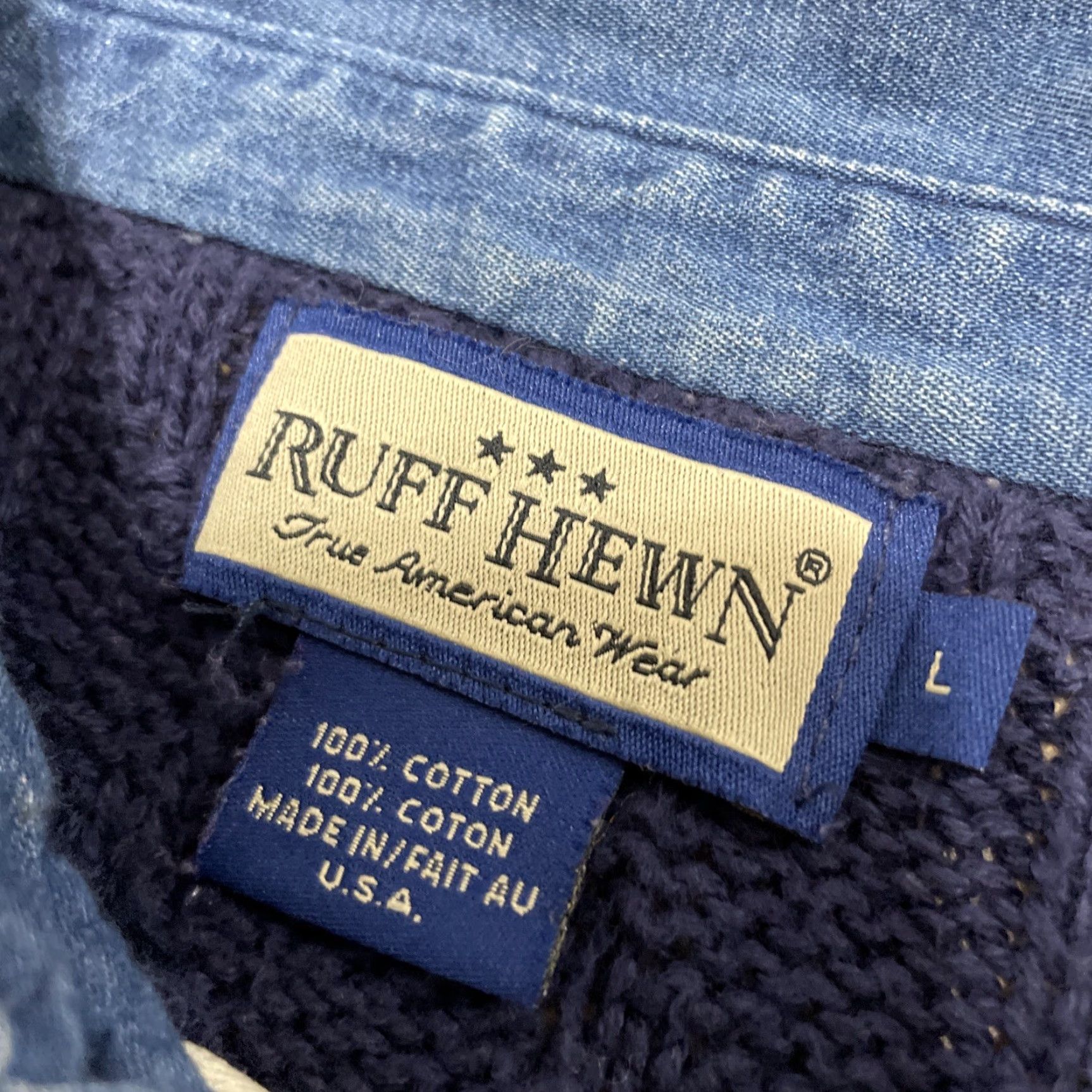 Nautica VINTAGE Ruff Hewn Complex: Nautical Pullover Sweater Men L Blue Anchor Logo Navy Knit USA Size US L / EU 52-54 / 3 - 4 Thumbnail