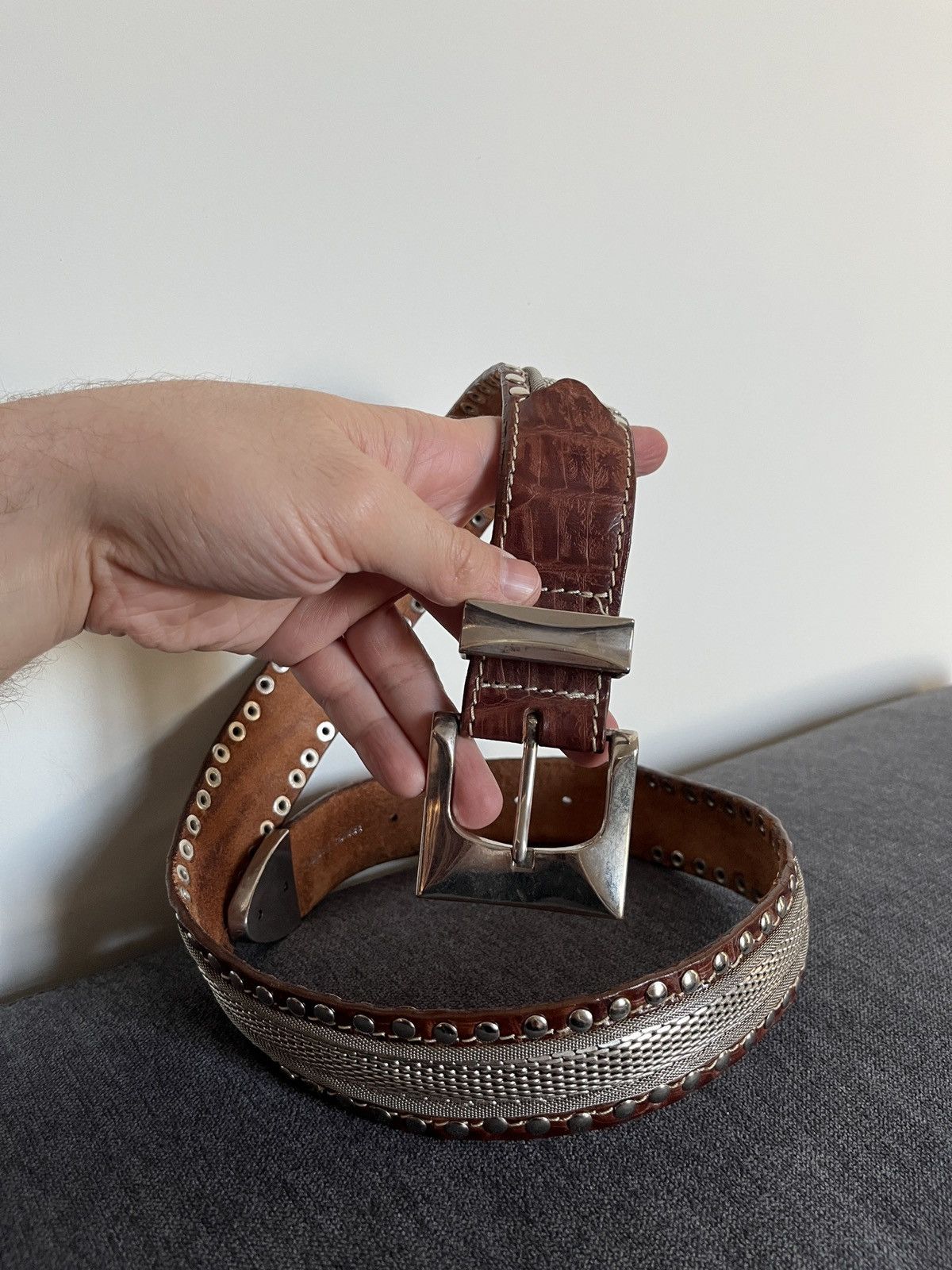 Cowboy Equipment Cheval Design Studio Super Heavy Leather Metallic Belt Size ONE SIZE - 1 Thumbnail
