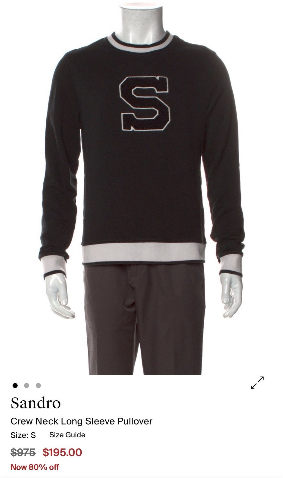Sandro Sandro Paris Black S Crewneck Size US S / EU 44-46 / 1 - 2 Thumbnail