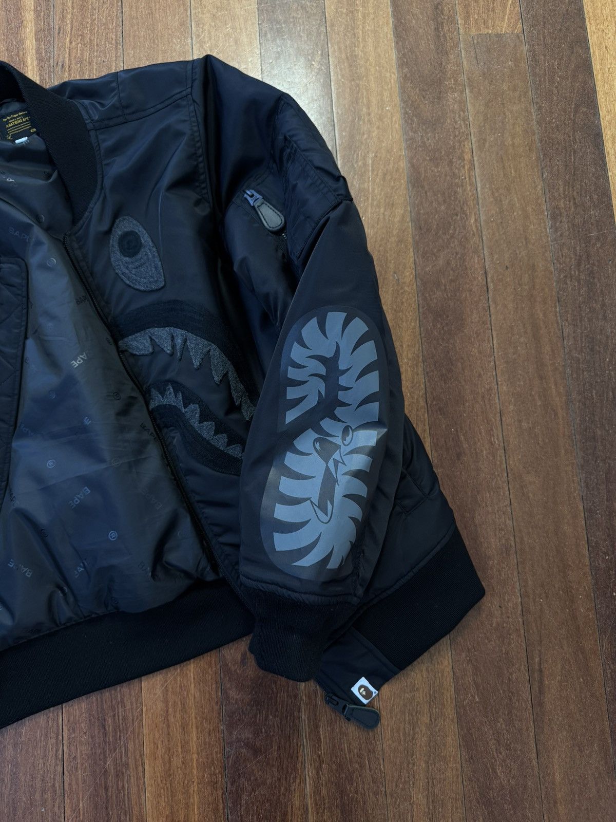 Bape BAPE Black Shark MA-1 Bomber Jacket Size US M / EU 48-50 / 2 - 5 Thumbnail
