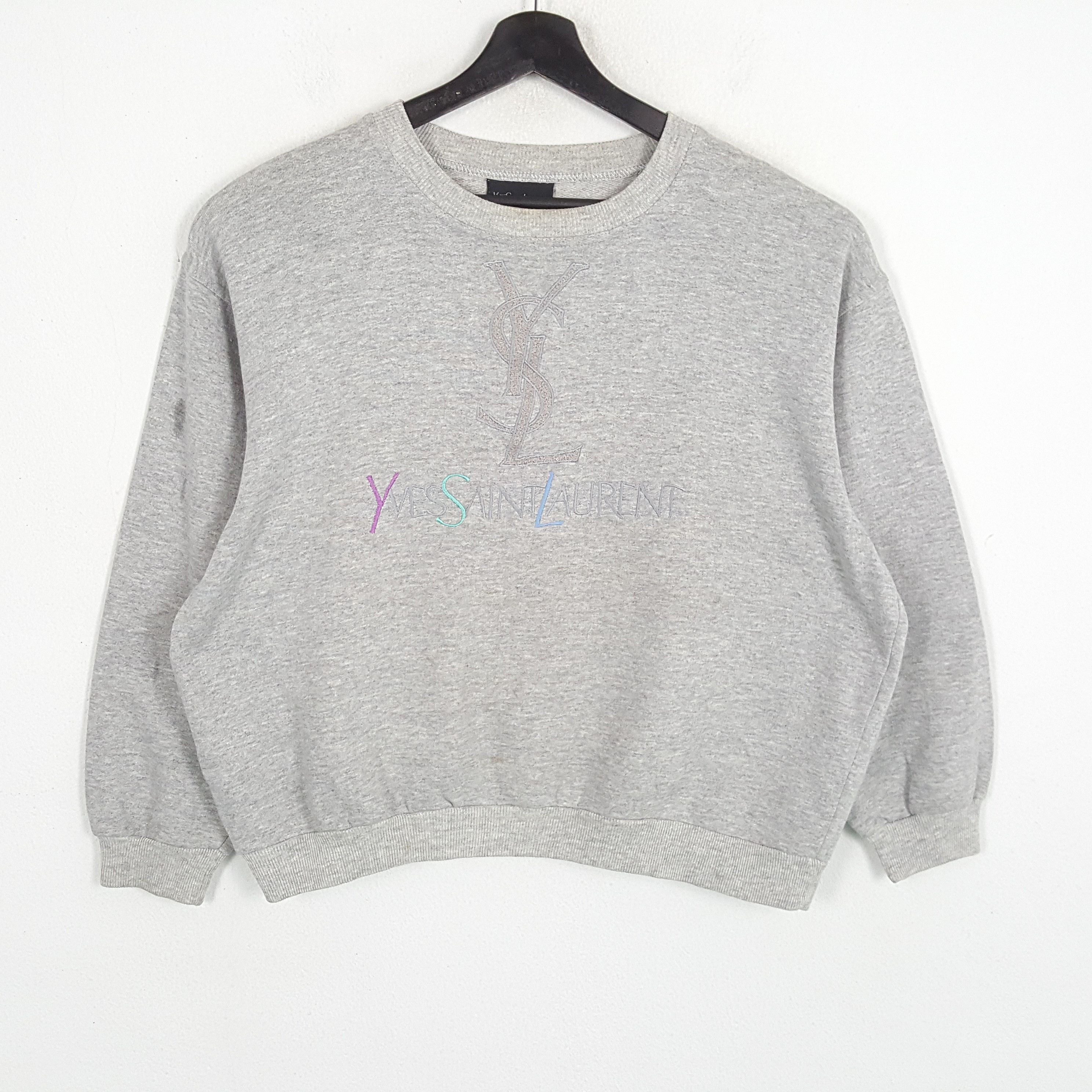 Vintage × Yves Saint Laurent YVES SAINT LAURENT YSL Logo Spellout Design Sweatshirt Size US L / EU 52-54 / 3 - 1 Thumbnail