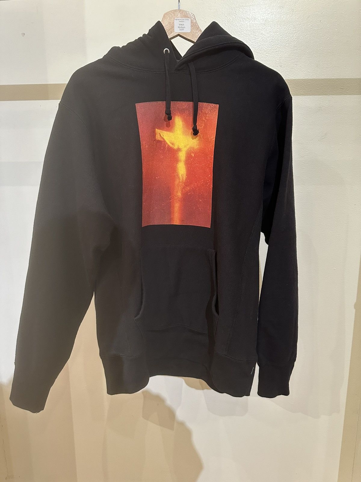 image of Supreme Piss Christ Hoodie in Black, Men's (Size Medium)