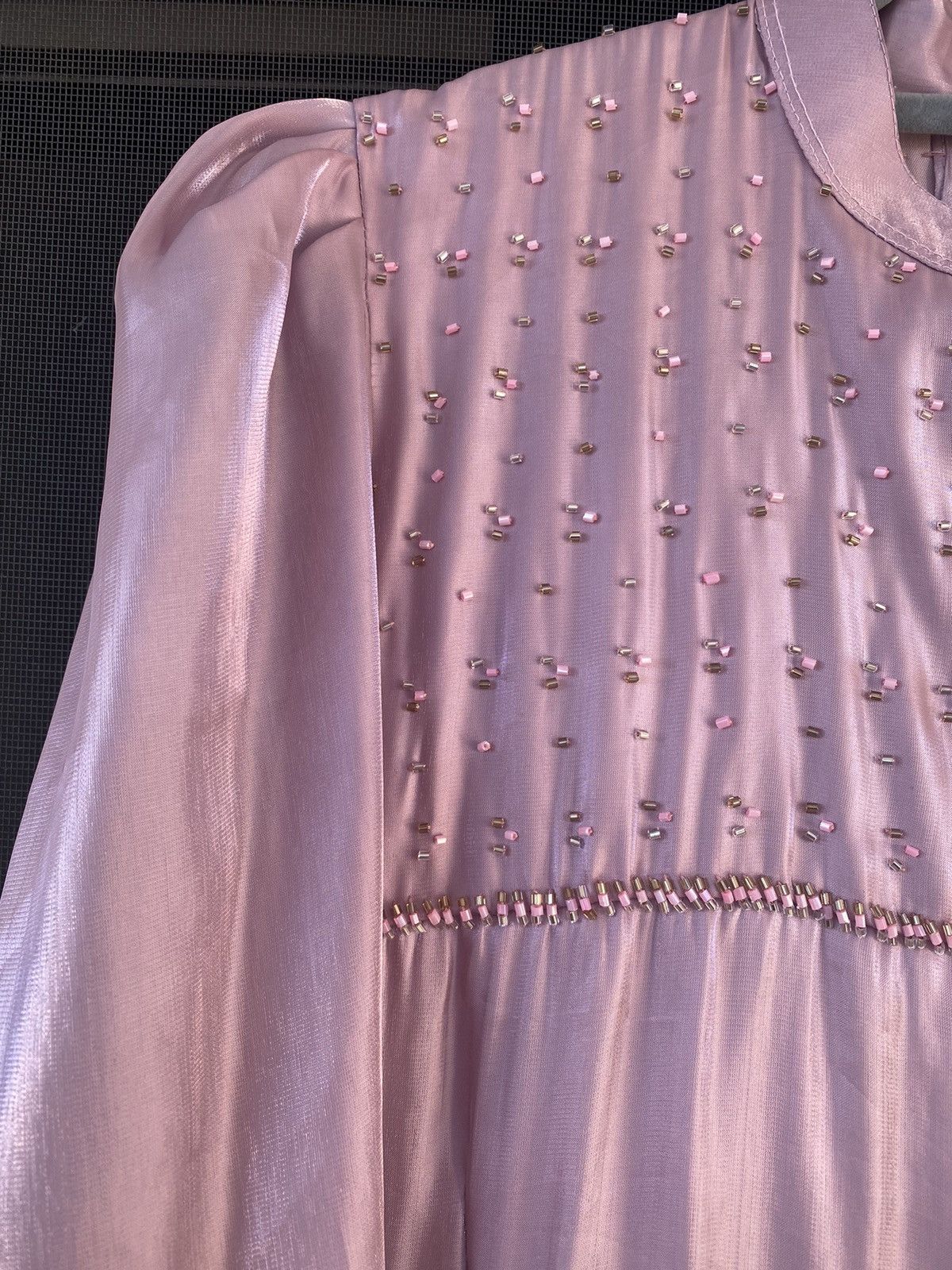 Other Gorgeous Sz L Pink Ruffle Tiered Partywear Maxi Beaded Dress Size L / US 10 / IT 46 - 6 Thumbnail