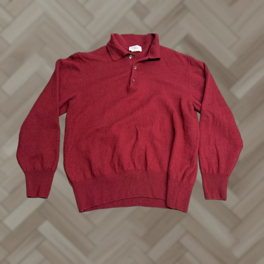 Vintage Morgano Sweater Mens Medium Red Pure New Wool Pullover Knit Collared Button Italy | Knit Style: Tight-Knit | Solid Pattern - Shirt? Size US M / EU 48-50 / 2 - 1 Thumbnail