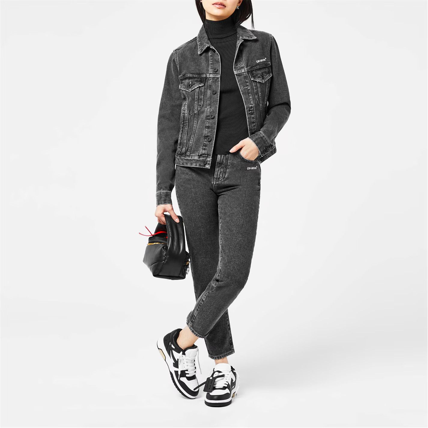 Off-White o1g2r1mq0125 Diagonal Stripe Jeans in Grey & White Size 27" / US 4 / IT 40 - 4 Thumbnail