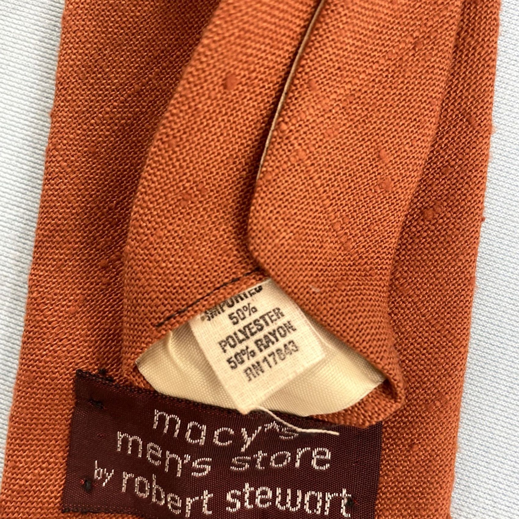 Vintage VTG Macy's Mens Store Robert Stewart Solid Rust Orange Silk NeckTie 3x57 Vintage Necktie Tie Men Size ONE SIZE - 6 Thumbnail