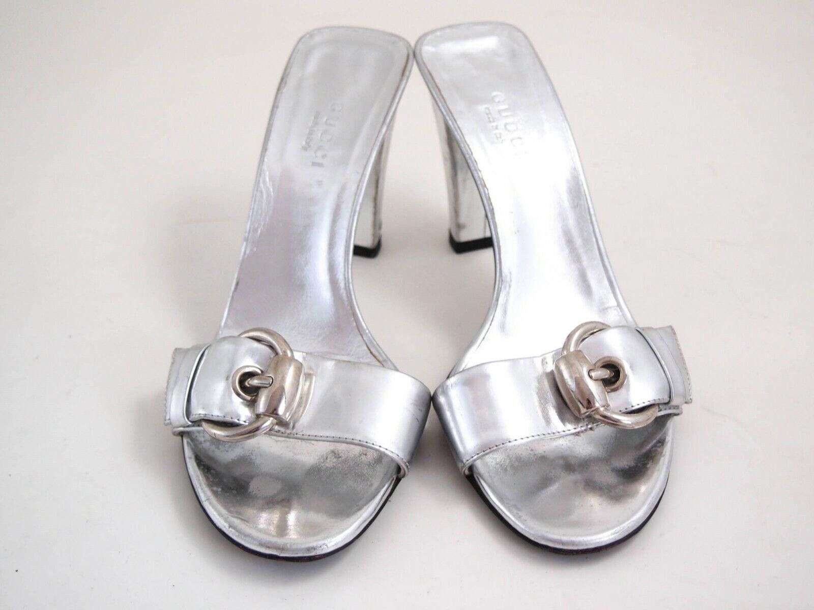 Gucci Gucci Horsebit Mules Sandals Heels Silver Leather US 6 EU 36 Size US 6 / IT 36 - 3 Thumbnail