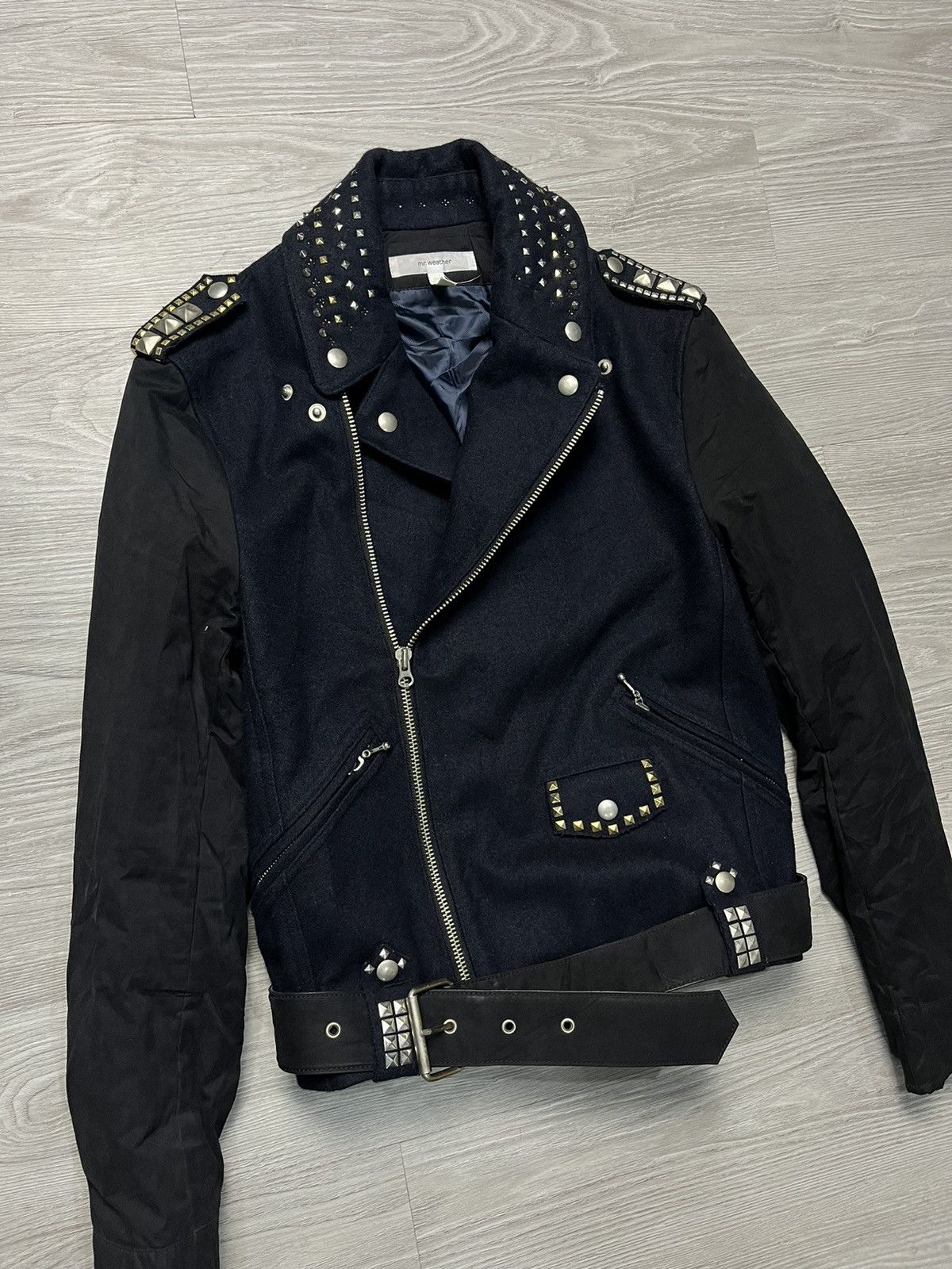 If Six Was Nine × Japanese Brand × Le Grande Bleu (L.G.B.) Mr Weather Studded Ramones Style Woll Jacket Size US M / EU 48-50 / 2 - 4 Thumbnail
