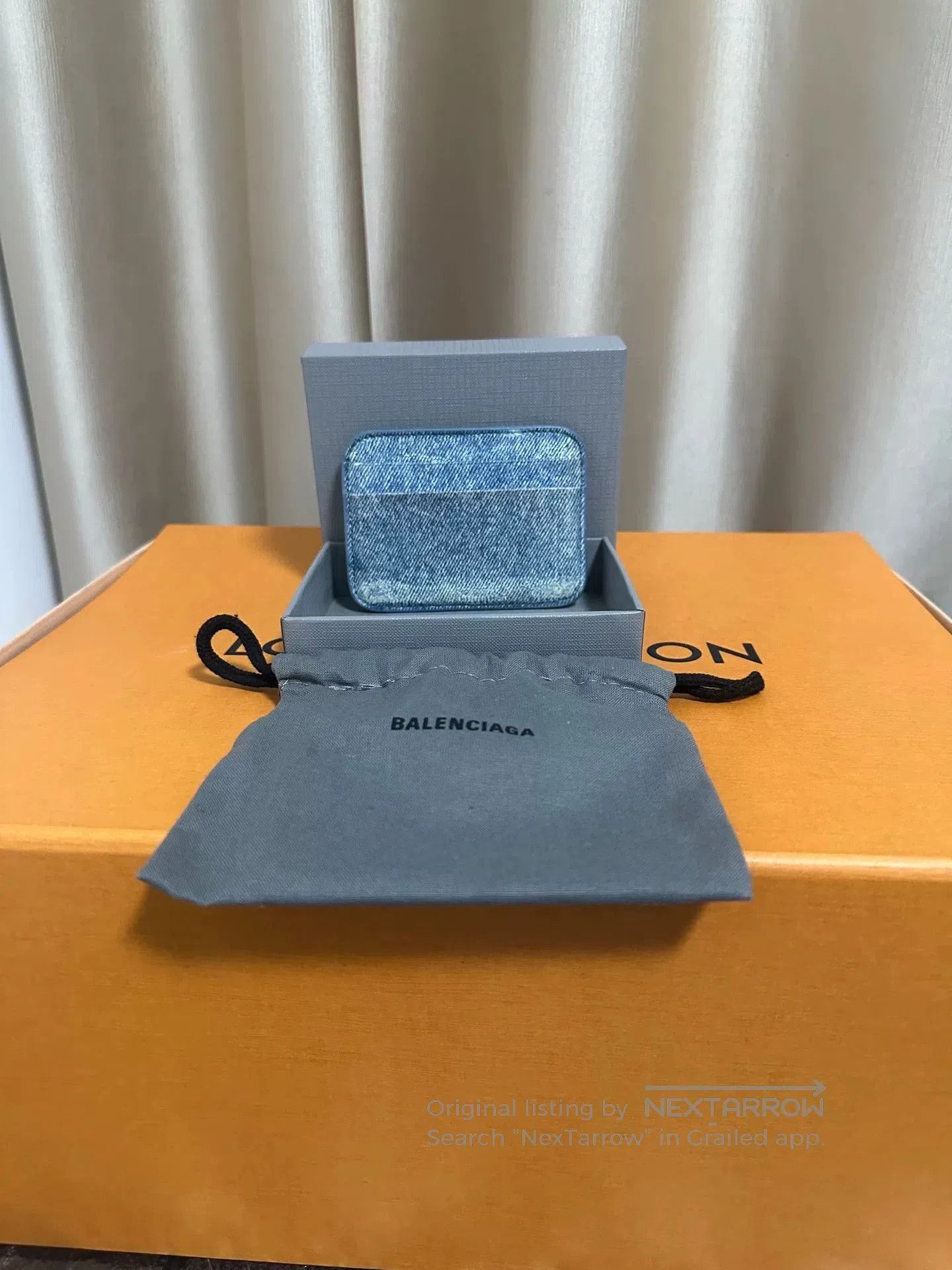 Balenciaga balenciaga washed denim leather card holder. Size ONE SIZE - 2 Thumbnail