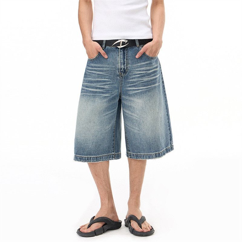 Japanese Brand American Retro Loose-Fit Men's Punk Distressed Denim Shorts Size US 32 / EU 48 - 1 Thumbnail