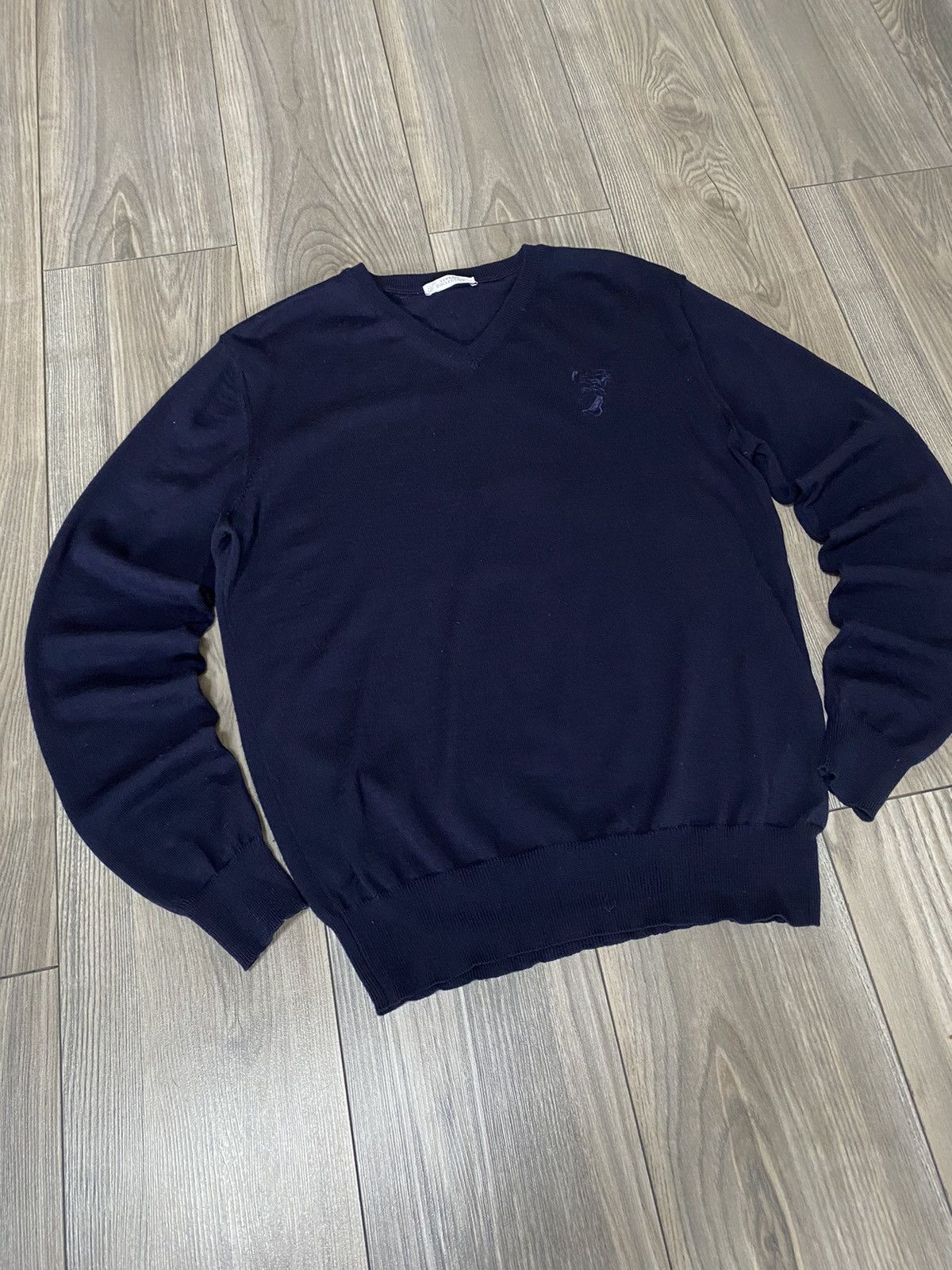 Designer × Versace Vintage Luxury Wool Sweater V-Neck Men’s Size M Size US M / EU 48-50 / 2 - 8 Thumbnail