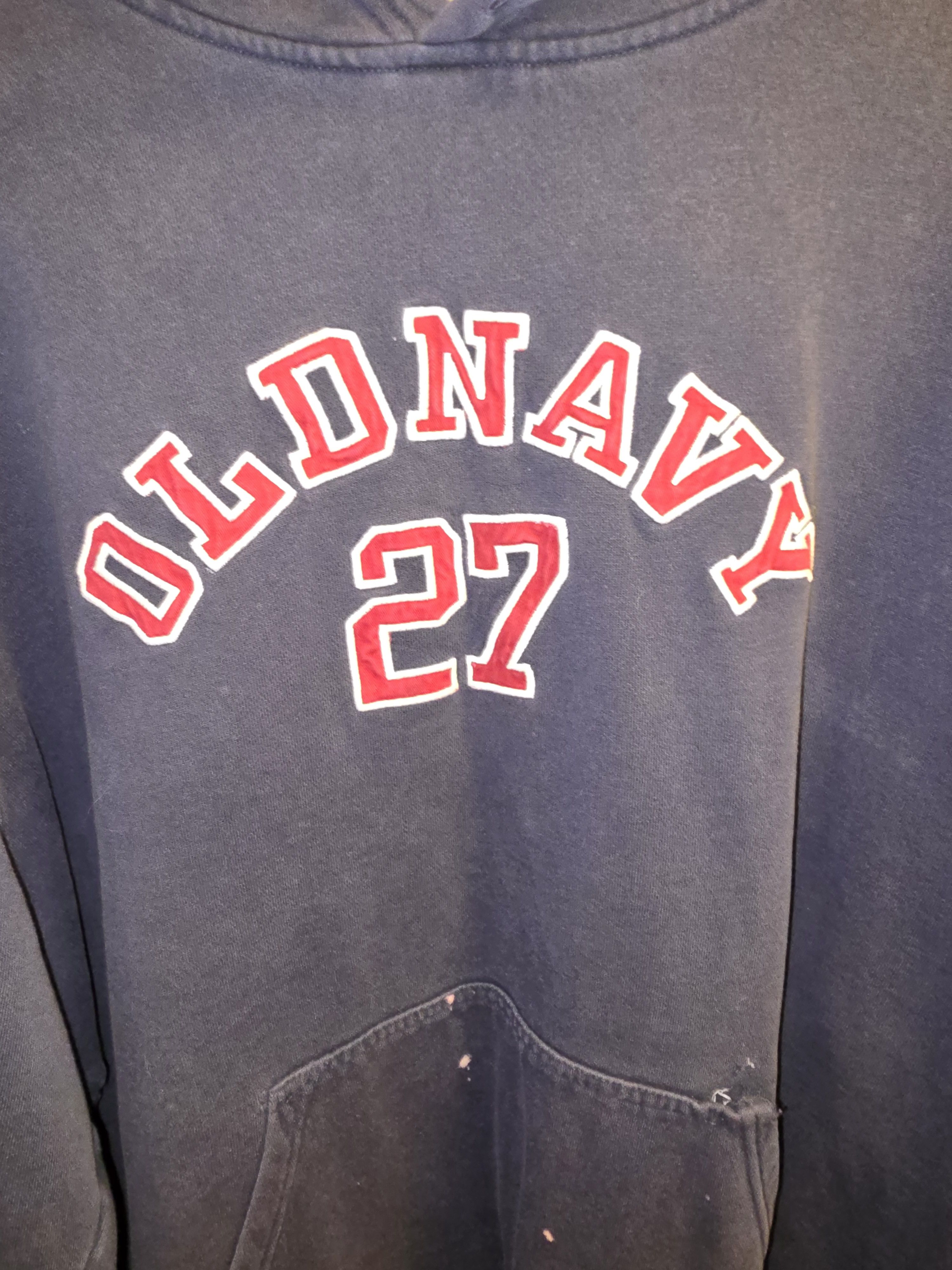 Old Navy × Vintage Vintage Distressed Faded Black Spell Out Hoodie Size US XXL / EU 58 / 5 - 2 Thumbnail