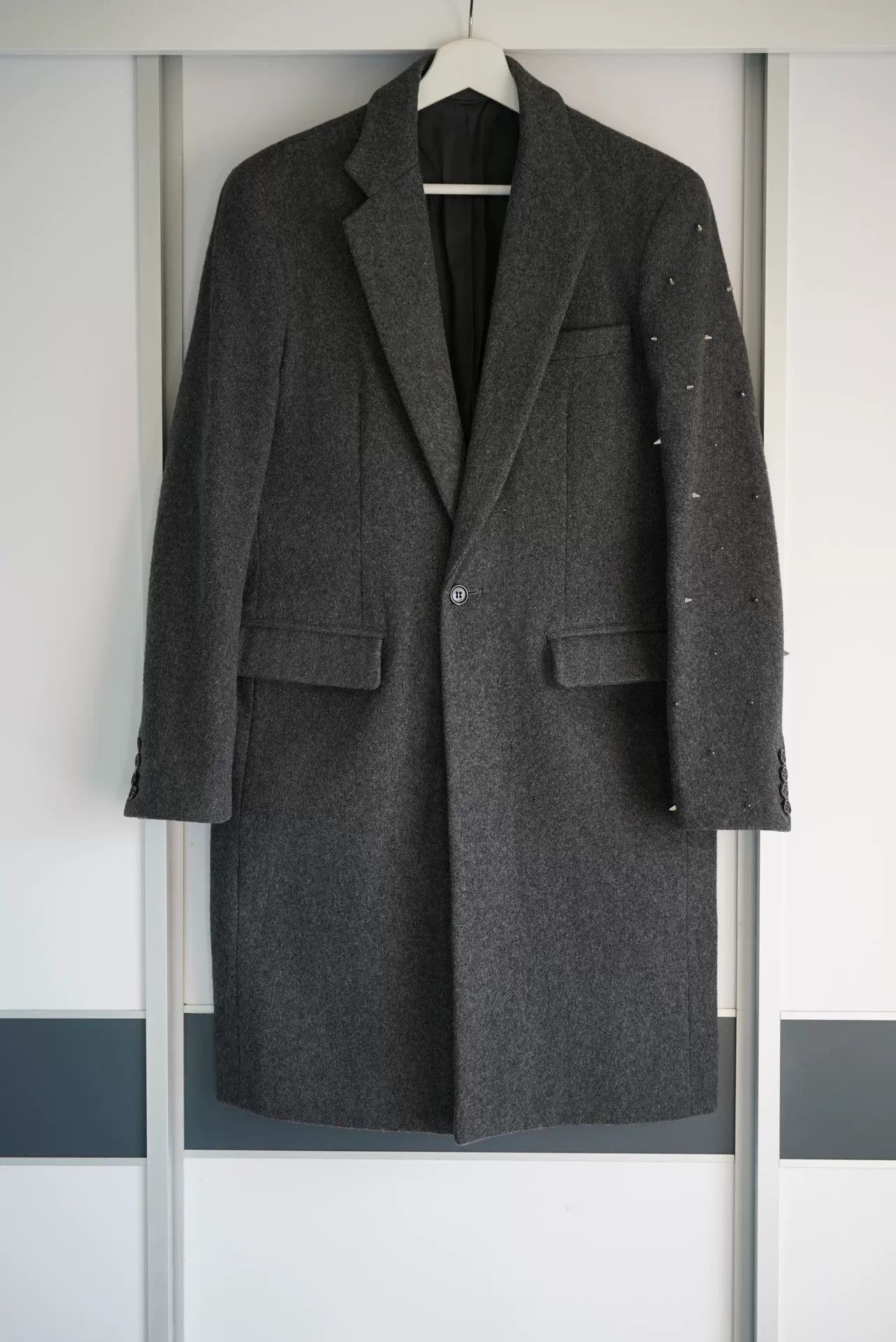 Sulvam gray wool coat with studs by Sulvam Size US S / EU 44-46 / 1 - 1 Thumbnail