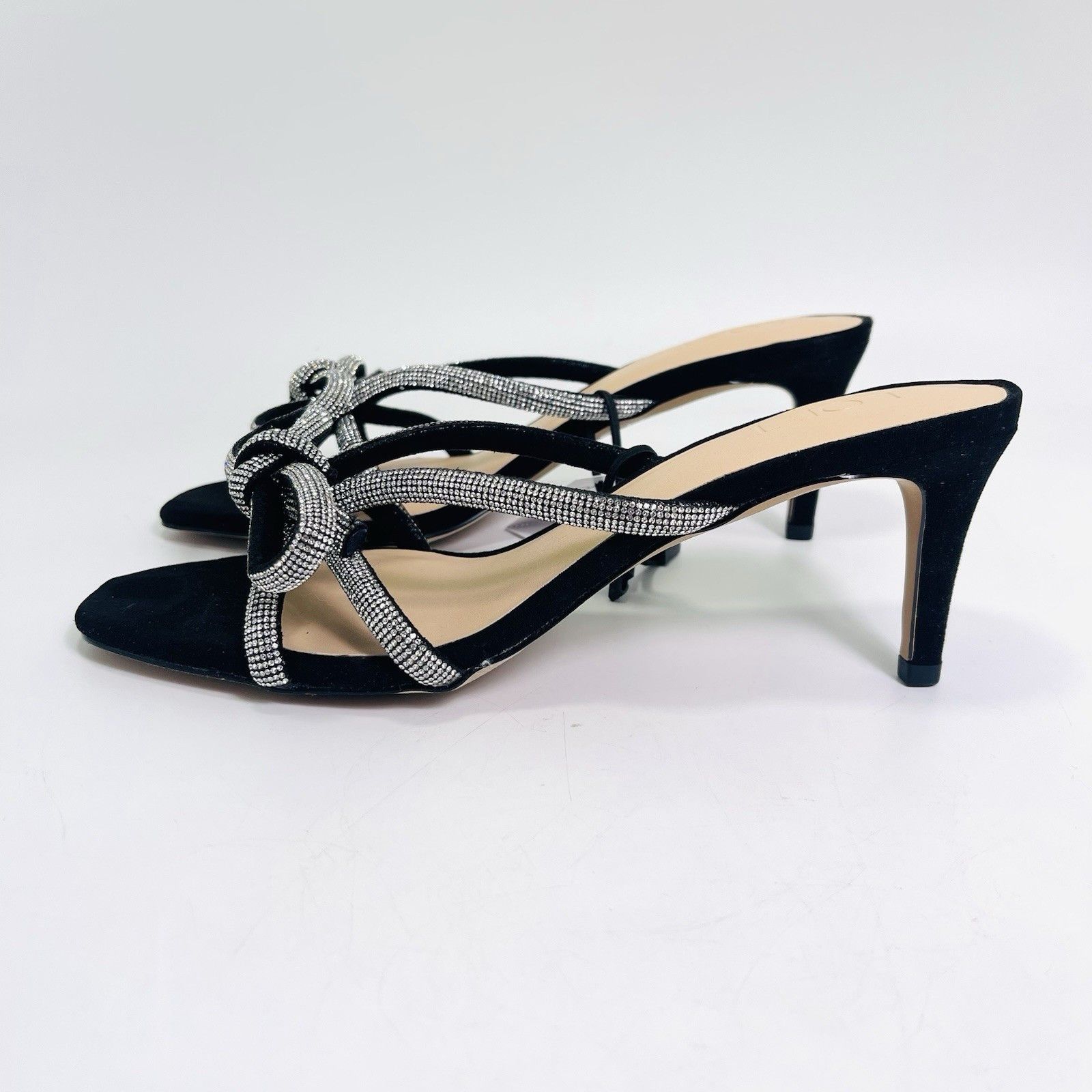 Loft LOFT Women’s Velvet Sparkle Bow Black Sandals Size US 9 / IT 39 - 3 Thumbnail