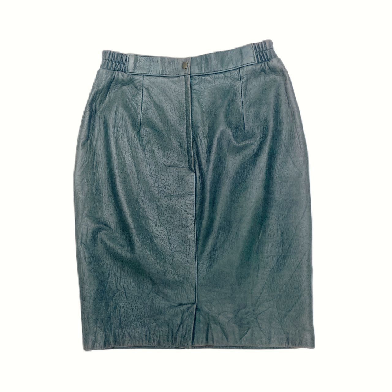 Vintage VINTAGE SHEEP LEATHER SKIRT DARK GREEN Size 26" / US 2 / IT 38 - 2 Thumbnail