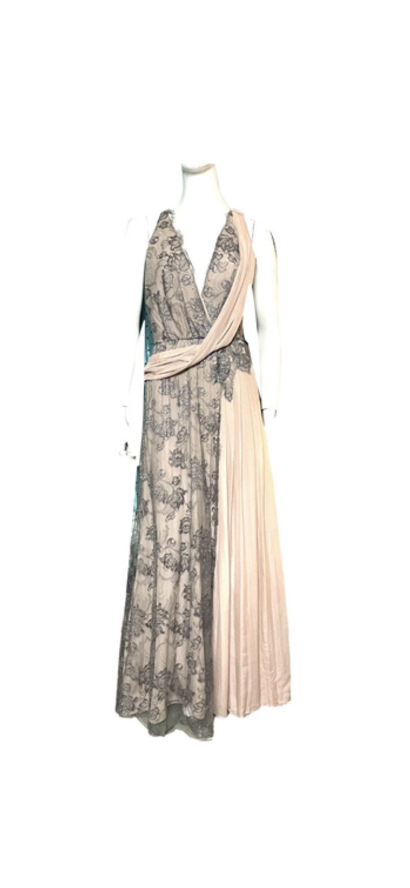 image of David Fielden London Vintage Silk Lace Maxi Evening Dress in Cream, Women's (Size Small)