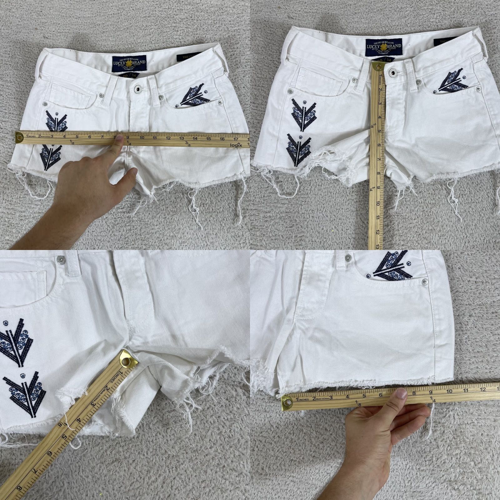 Lucky Brand Lucky Brand Shorts Womens 00/24 White Denim Embroidered Boho The Cutoff Jean Y2K Summer Mens Womens Girls? Size 24" / US 00 / IT 34 - 8 Thumbnail