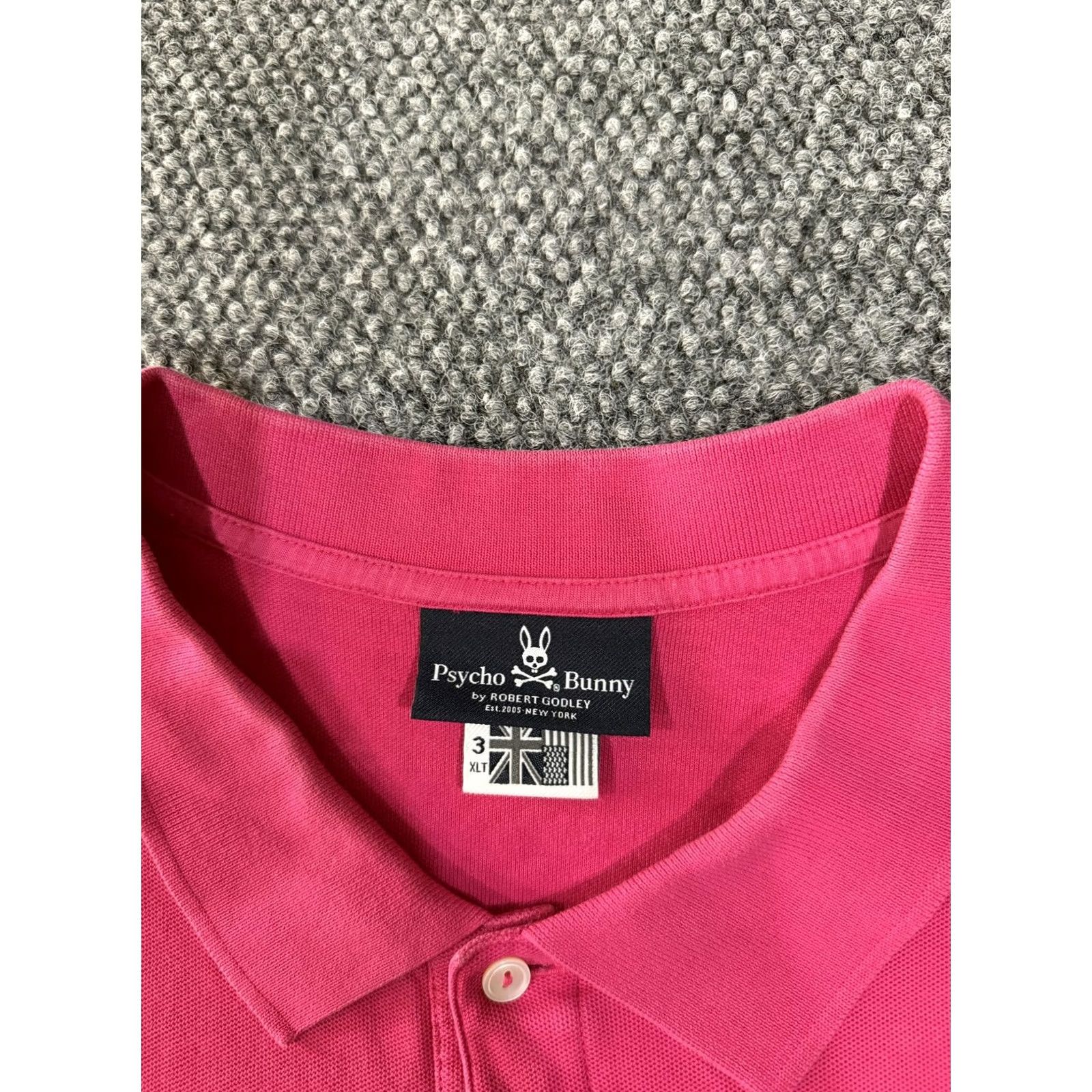 Psycho Bunny Psycho Bunny Polo Shirt Mens XLT Pink Short Sleeve Logo 100% Cotton Pima Knit Big & Tall Collared Button Closure Size US XL / EU 56 / 4 - 5 Thumbnail
