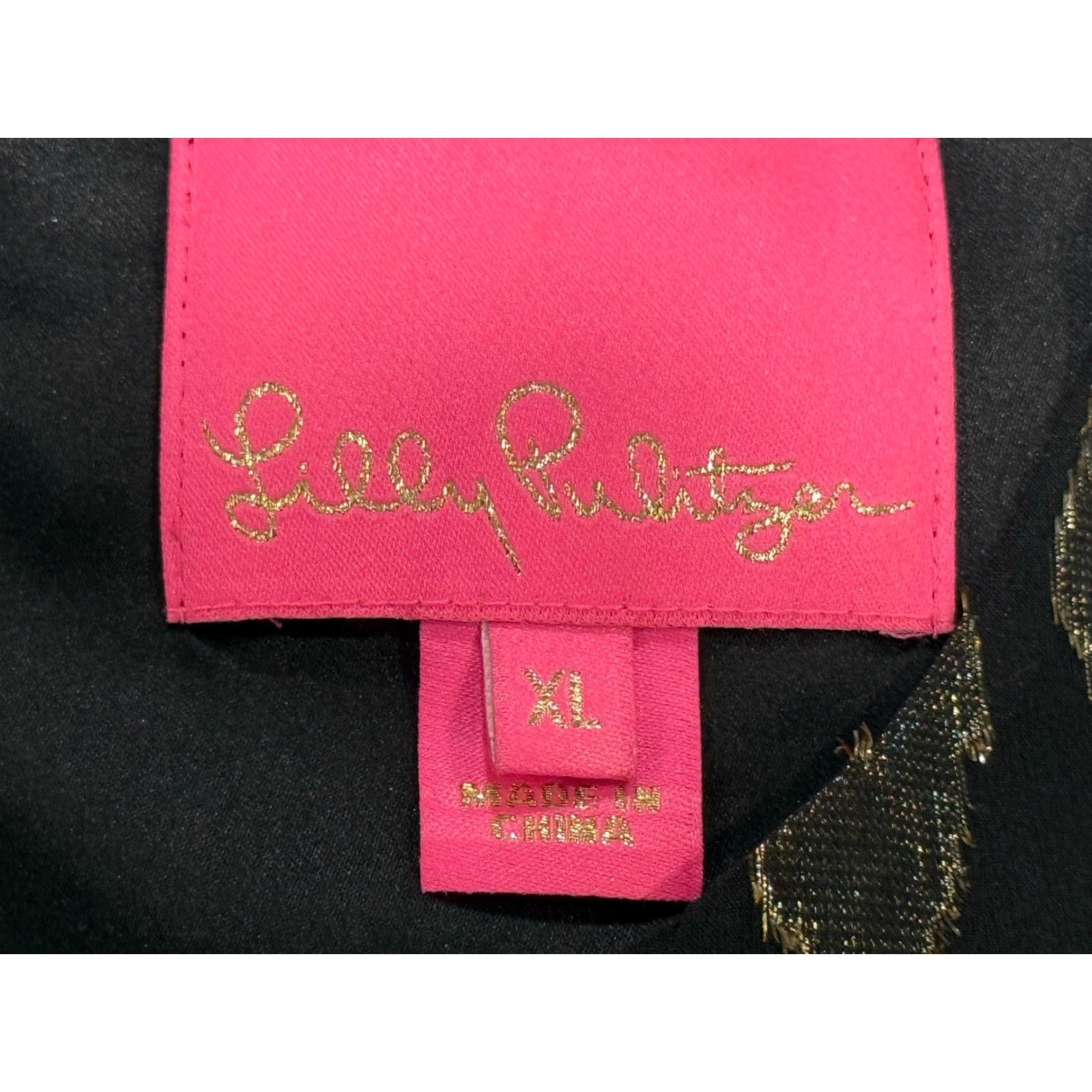 Lilly Pulitzer Lilly Pulitzer Francis Silk Metallic Leopard Dress XL Black & Gold Sheath 3/4 Sleeve Luxury Womens Size XL / US 12-14 / IT 48-50 - 3 Thumbnail
