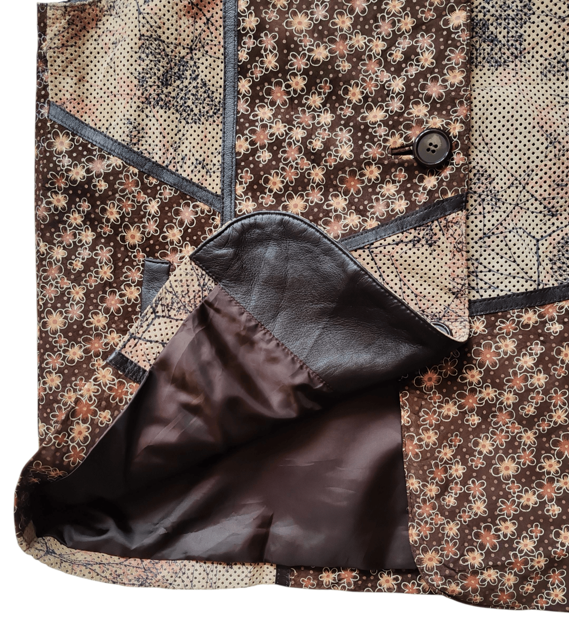 Leather Vintage Japan Suede Leather Vest jacket Abstract Sakura Size ONE SIZE - 8 Thumbnail