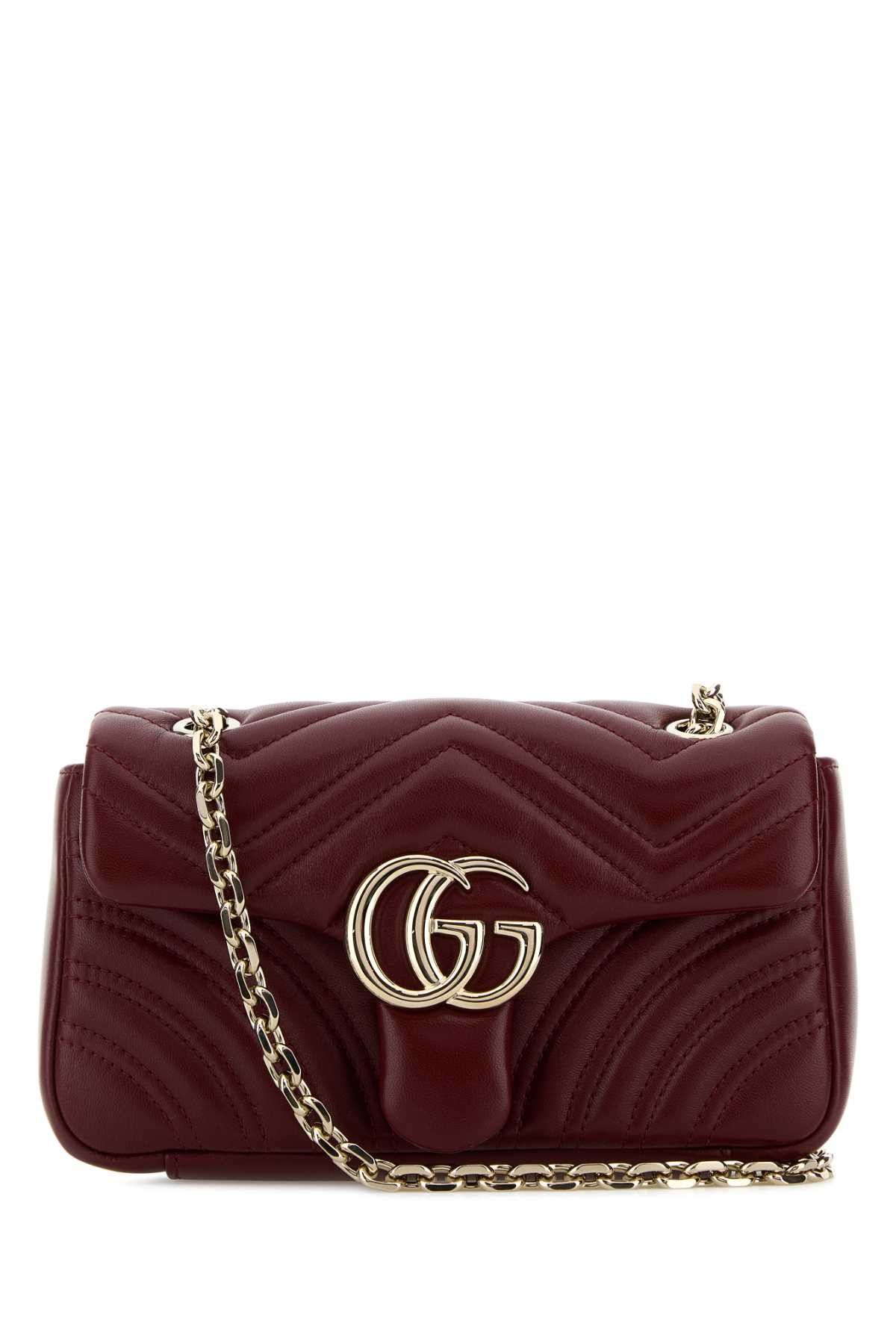 Gucci Burgundy Nappa Leather Small Gg Marmont Shoulder Bag Size ONE SIZE - 1 Thumbnail