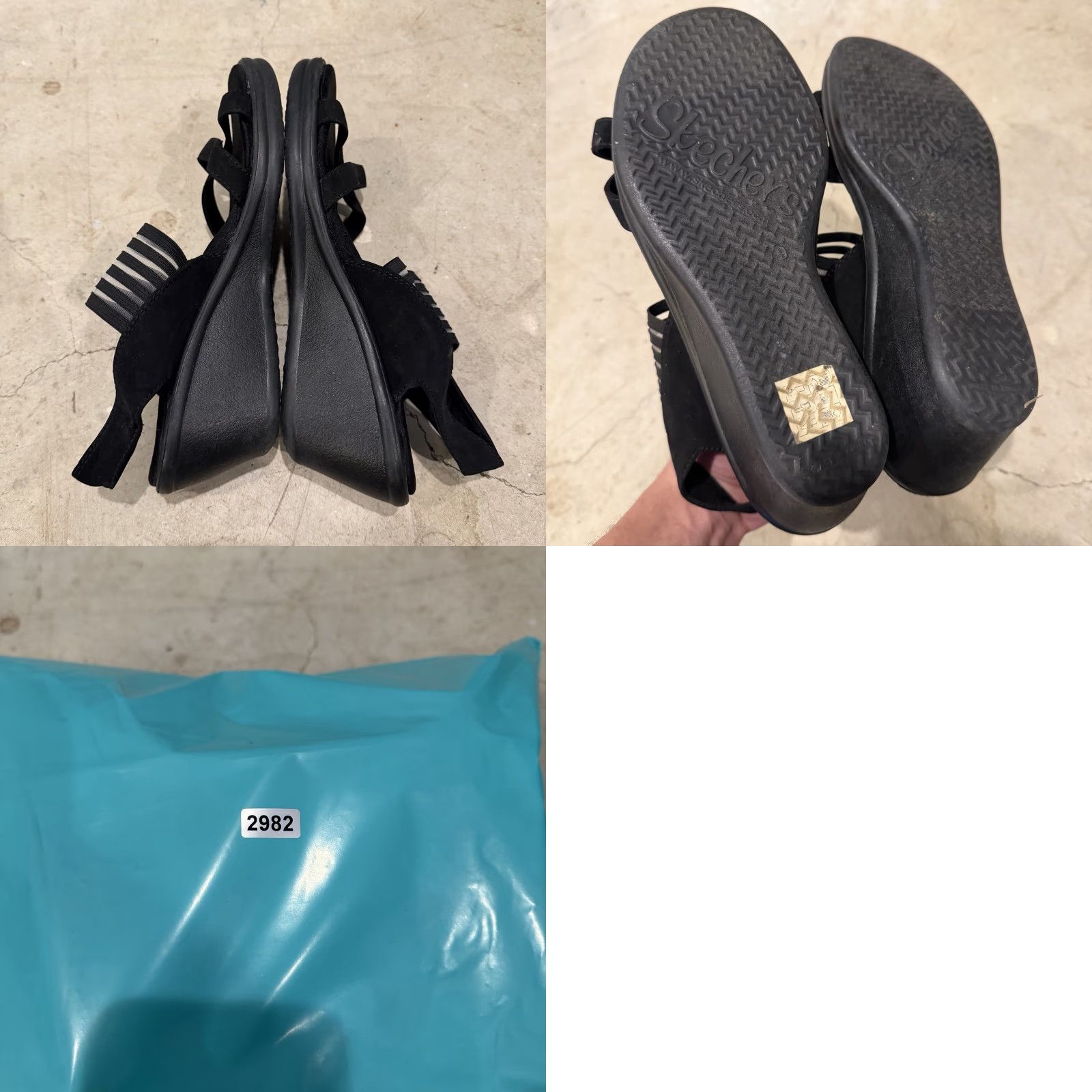 SKECHERS SKECHERS Black Wedge Sandals 31597 Rumble On Day Flirt Strappy Flip Flop Size 9 Womens Size US 6 / IT 36 - 8 Thumbnail