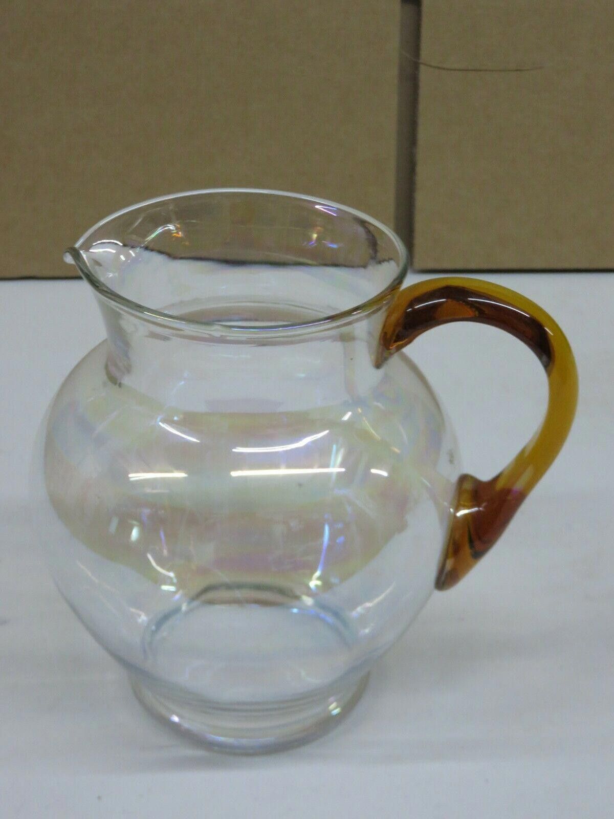 The Unbranded Brand Vintage Large Amber And Clear Glass Water Jug 7 1/2" Size ONE SIZE - 4 Thumbnail