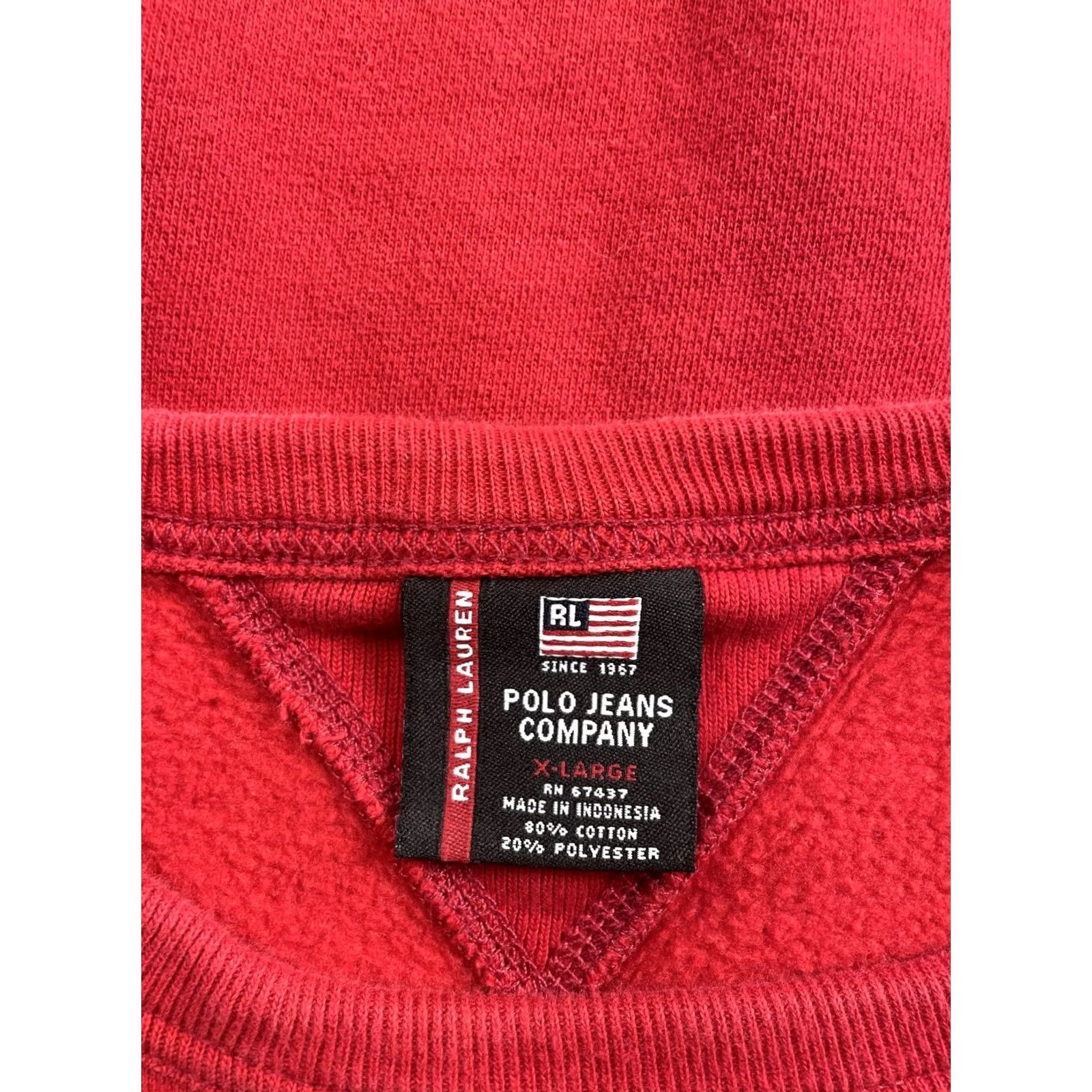 Vintage Polo Jeans Co Ralph Lauren Sweater Mens XL Red RL-67 Logo Fleece Size US XL / EU 56 / 4 - 3 Thumbnail