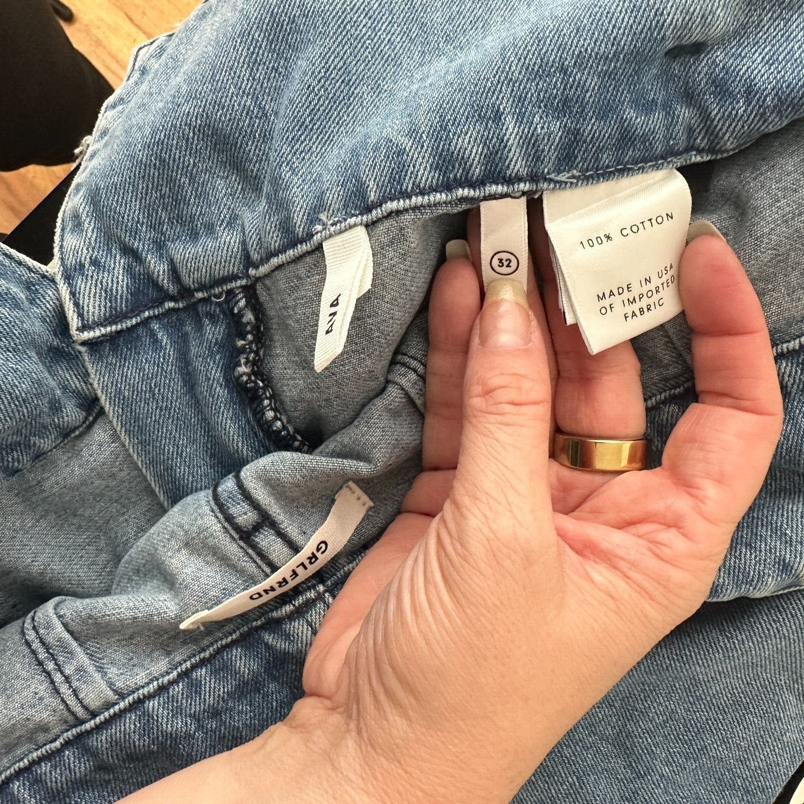 GRLFRND GRLFRND Ava Medium Wash Denim Skirt Grommet Belt Frayed Hem Size 32" / US 10 / IT 46 - 8 Thumbnail