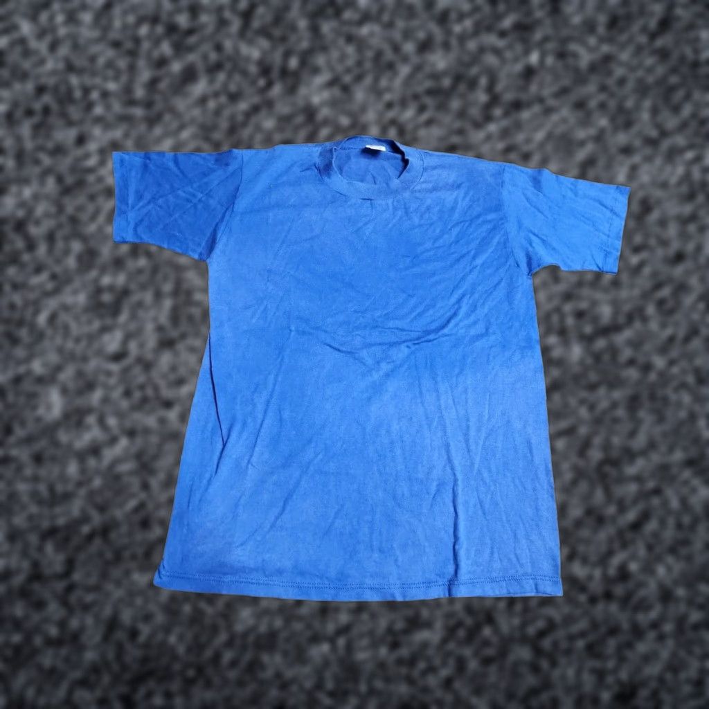 Jerzees Vintage Men's 1990s Cotton Blend Crewneck T-Shirt Blue Short Sleeve Made in USA Size US L / EU 52-54 / 3 - 1 Thumbnail