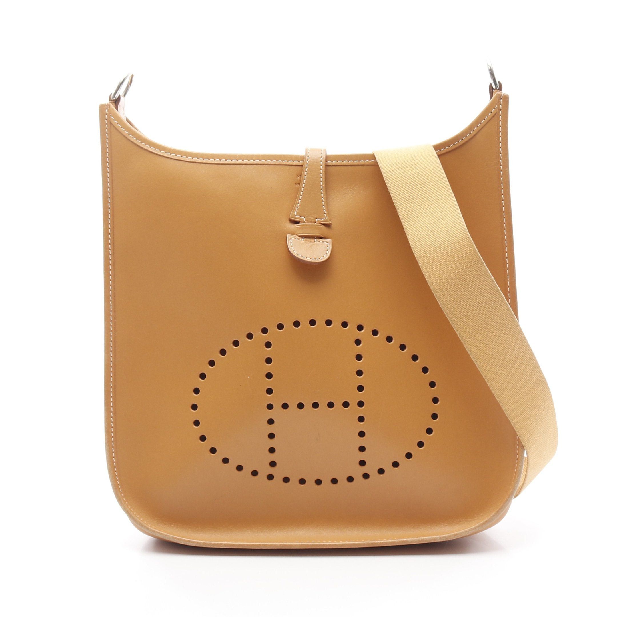 Hermes Evelyn 2 De Pm Natural Shoulder Bag Vache Light Brown Silver Hardware Stamp