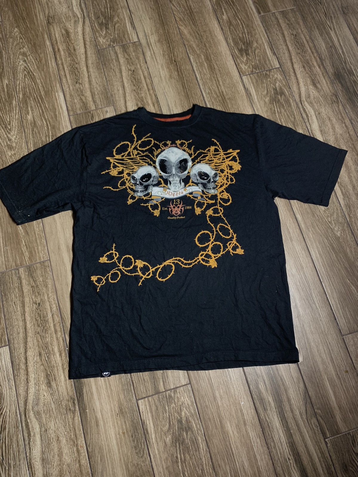T-shirt Vintage Mecca Homme – Gris – 2XL – Double Face – Streetwear Y2K