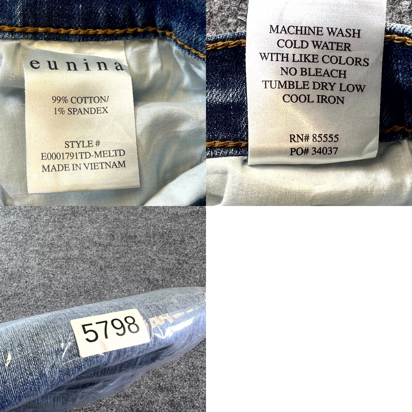 Vintage Eunina Jeans Womens 5/27W Blue Denim Raw Hem Super High-Rise Straight Leg Jeans Size 27" / US 4 / IT 40 - 8 Thumbnail