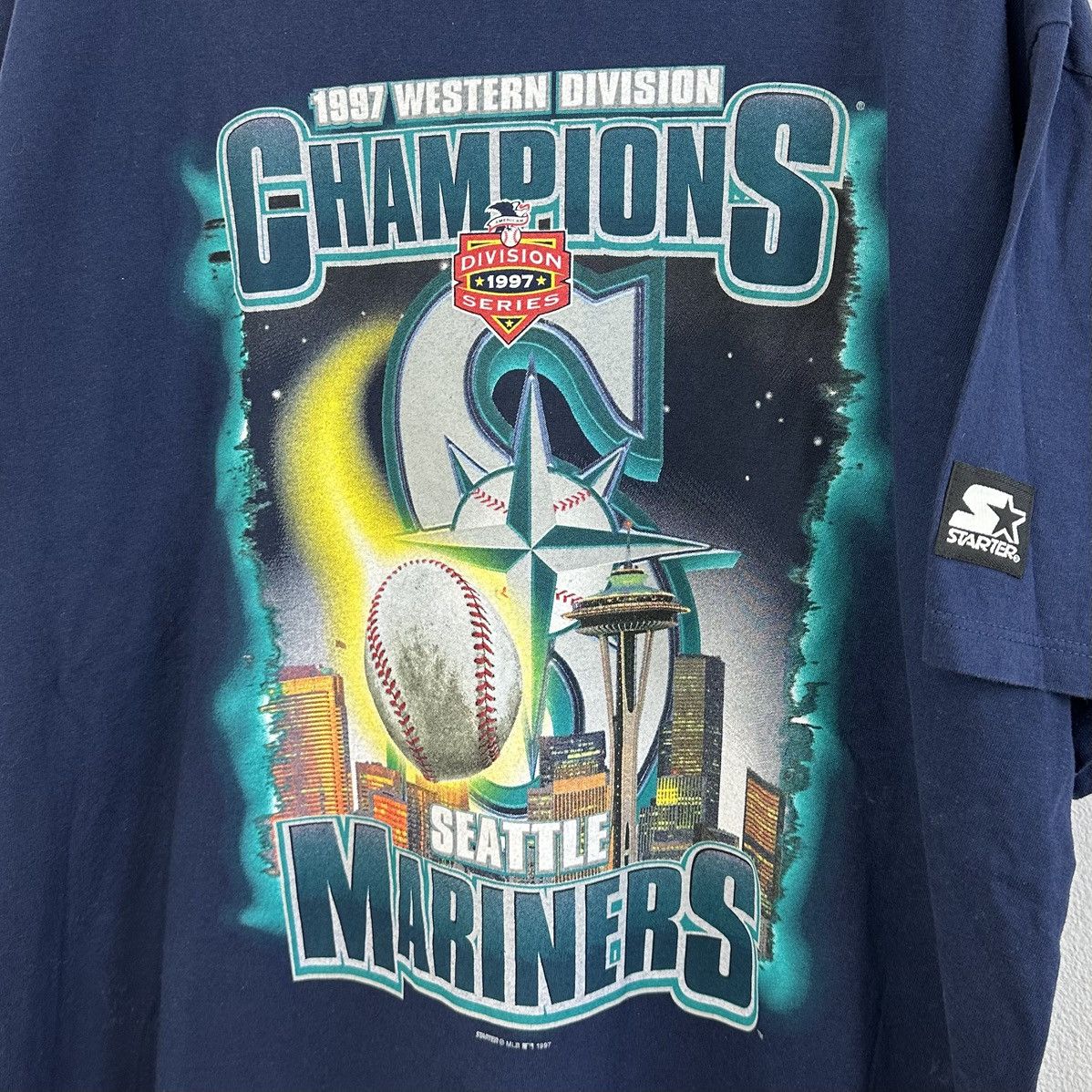 MLB × Starter × Vintage Vintage Seattle Mariners T Shirt 1997 Division Champions Size US XL / EU 56 / 4 - 1 Thumbnail