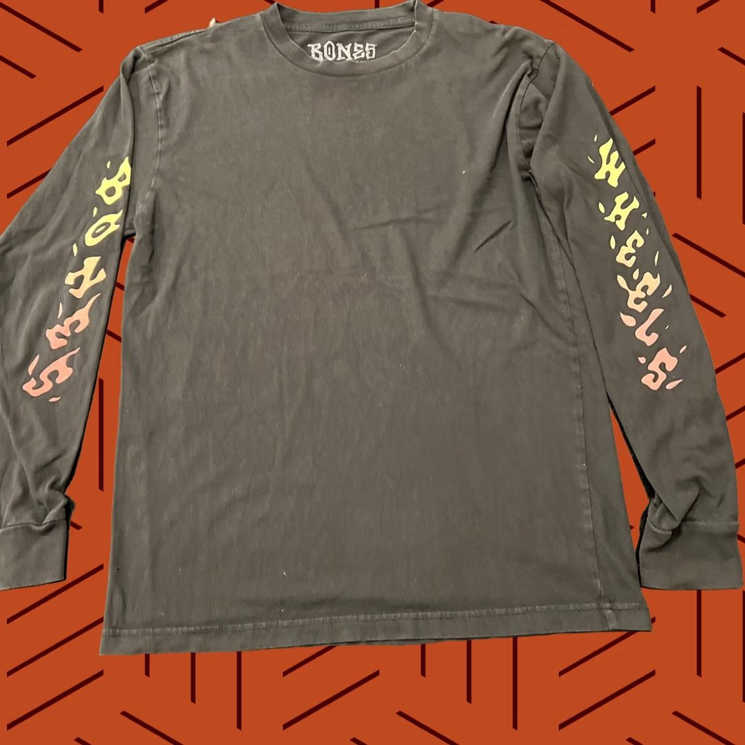 Bones VINTAGE BONES Shirt Adult Medium Black Knit Cotton Crew Neck Long Sleeve Graphic Print Skateboarding Bones Brigade Skater 90s? Size US M / EU 48-50 / 2 - 1 Thumbnail
