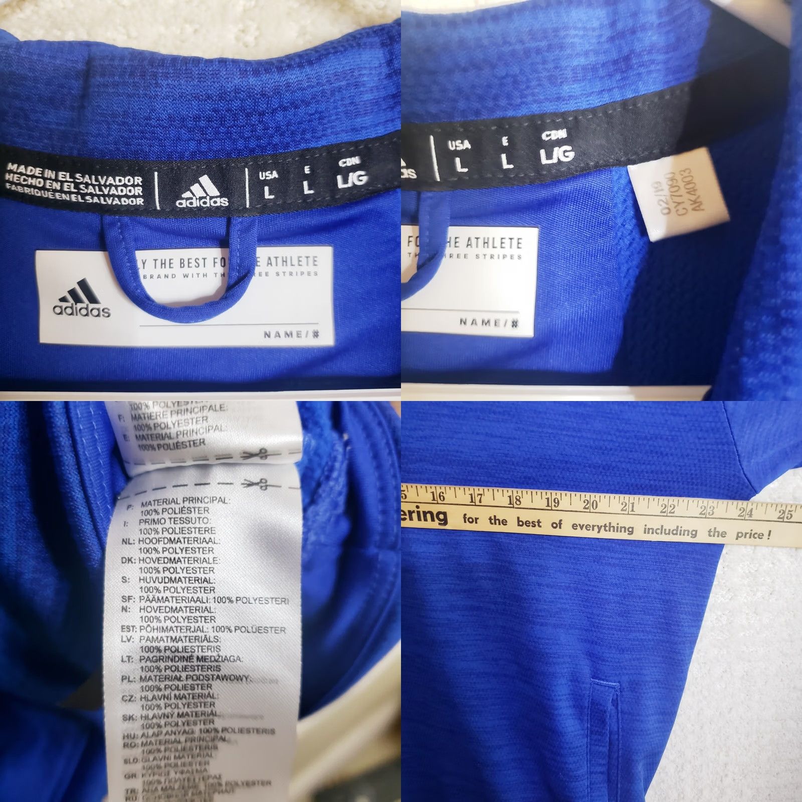 Adidas Adidas Men's L Blue 1/4 Zip Athletic Climalite Outdoors Sports Jacket Pullover Size US L / EU 52-54 / 3 - 10 Thumbnail