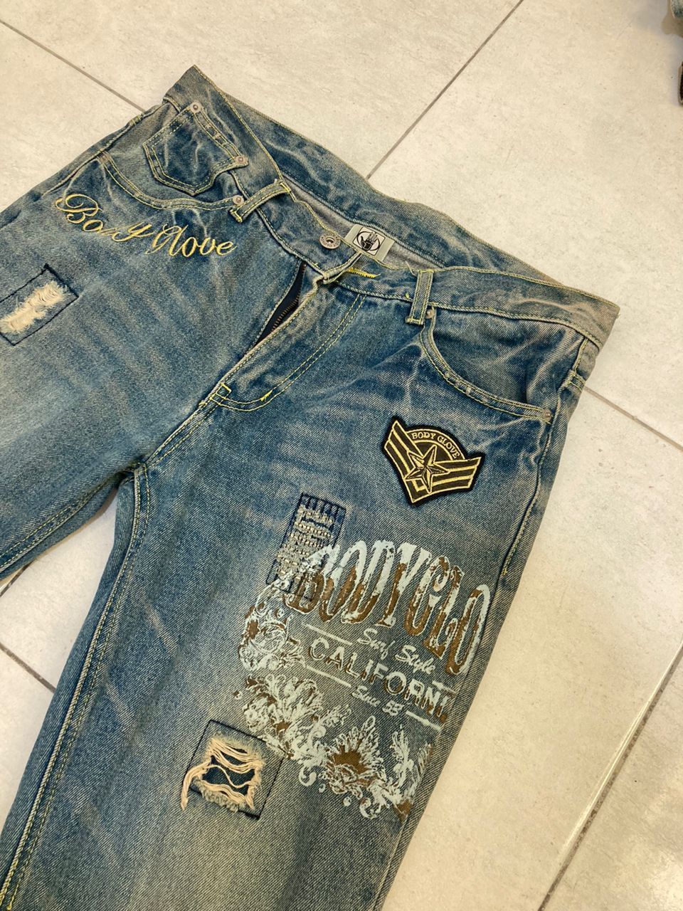 Hysteric Glamour Vintage Surf Distressed Denim Body Glove Surf Size US 33 - 1 Thumbnail