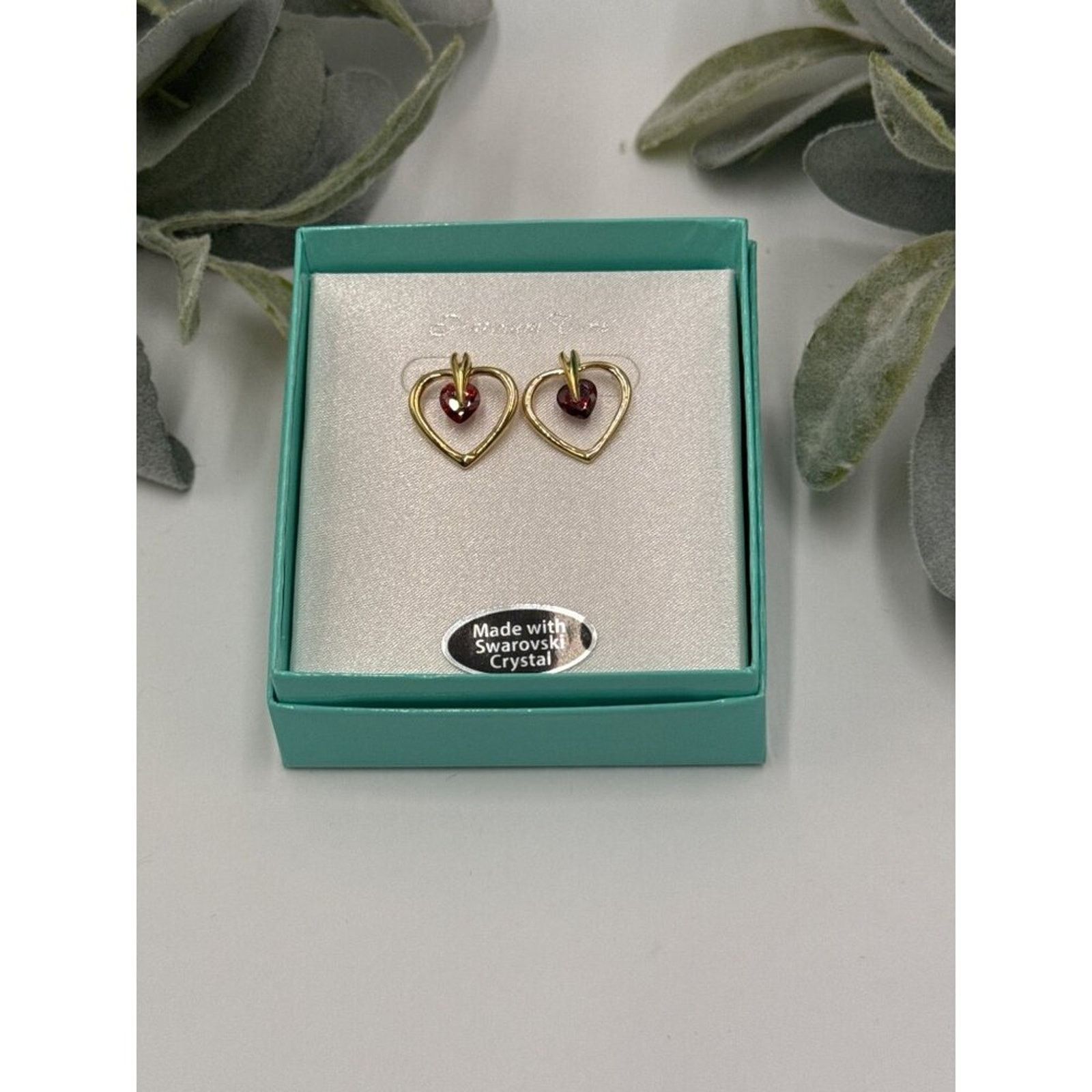 Swarovski Swarovski Pierced Earrings Gold Tone Heart Shape Faux Red Size ONE SIZE - 1 Thumbnail