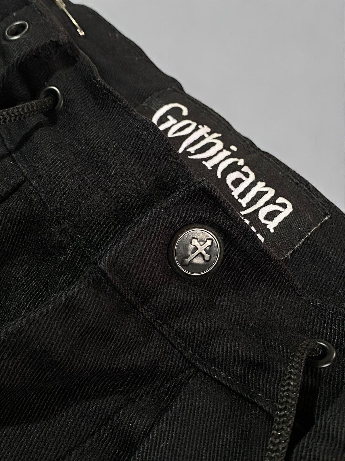 Other 🔥 Y2k GOTHICANA BLACK STRAP PANTS CHAINS CYBER RAVE VIBES Size US 32 / EU 48 - 13 Thumbnail