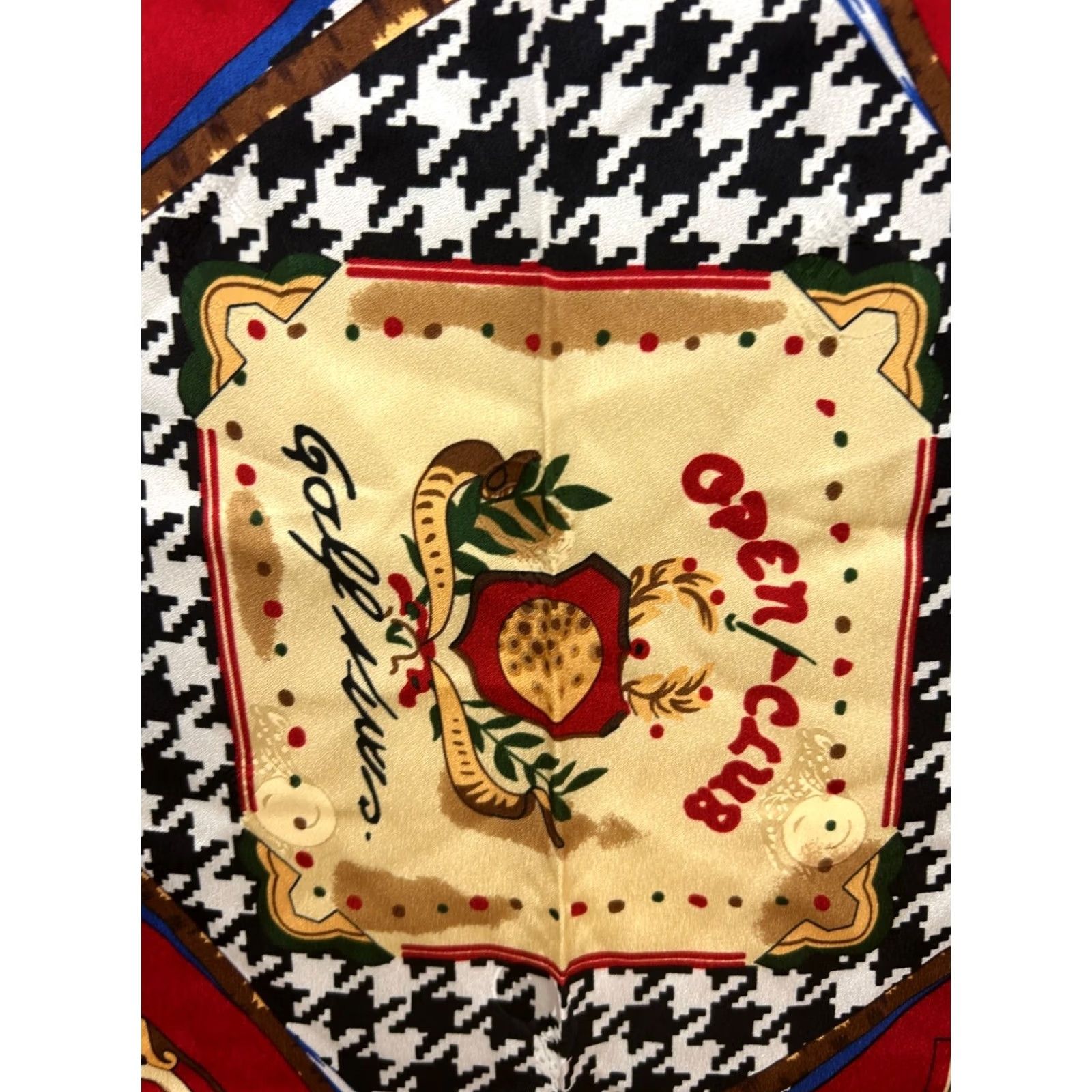 Vintage VINTAGE Silk Scarf Women Red Golf Club Houndstooth Pattern Size ONE SIZE - 2 Thumbnail