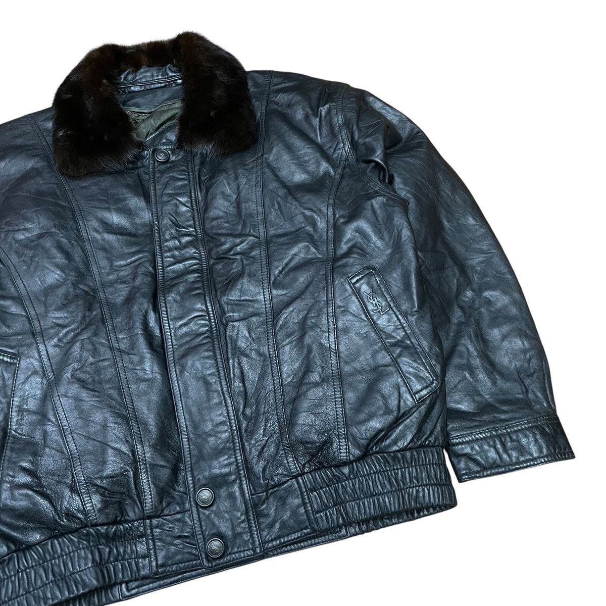 Yves Saint Laurent Vintage YSL Yves Saint Laurent Leather Bomber Jacket Size US M / EU 48-50 / 2 - 4 Thumbnail