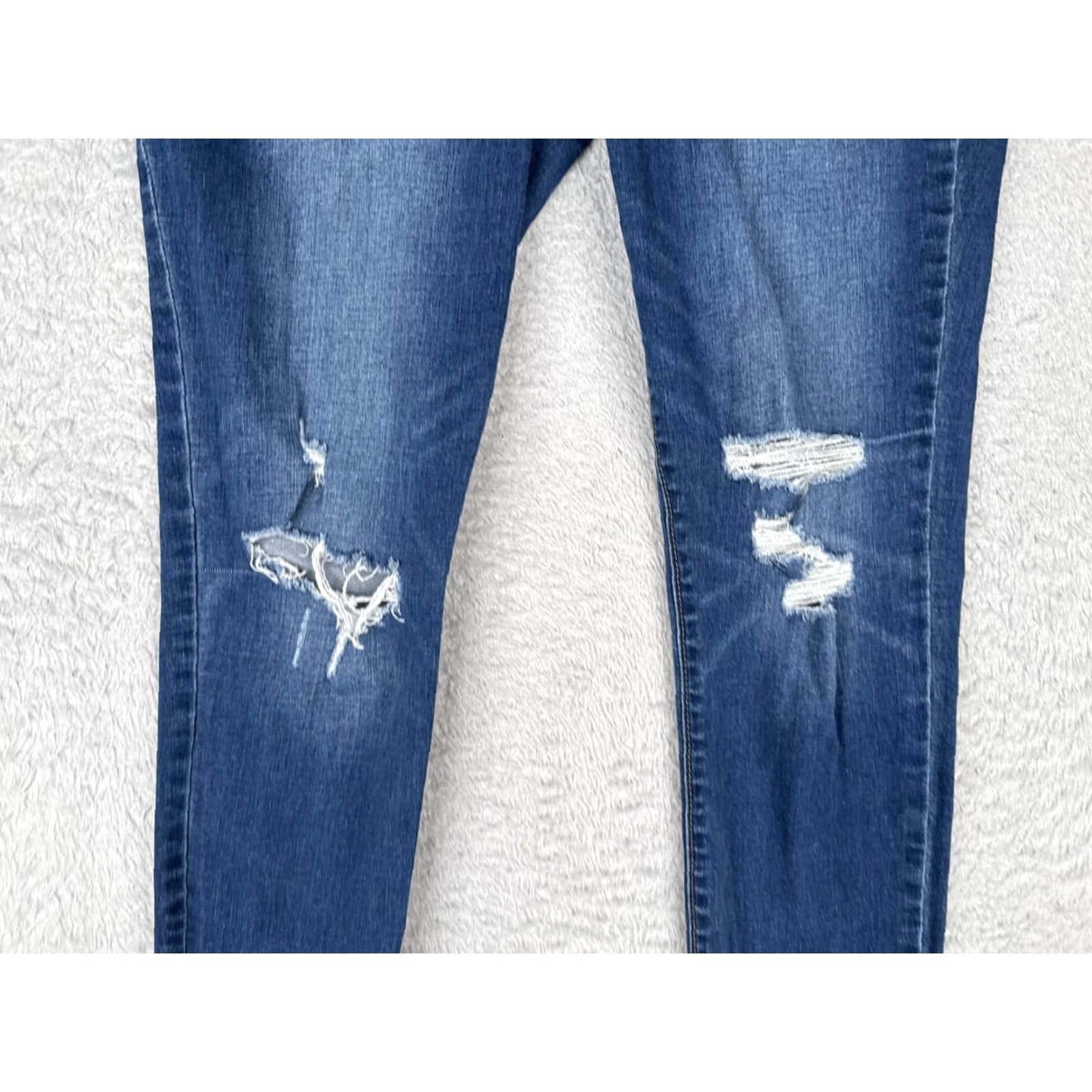 Old Navy Old Navy Jeans Womens 14 Blue Rockstar Jeggings Distressed Pull-On Skinny Ankle Size 36" / US 14 / IT 50 - 3 Thumbnail