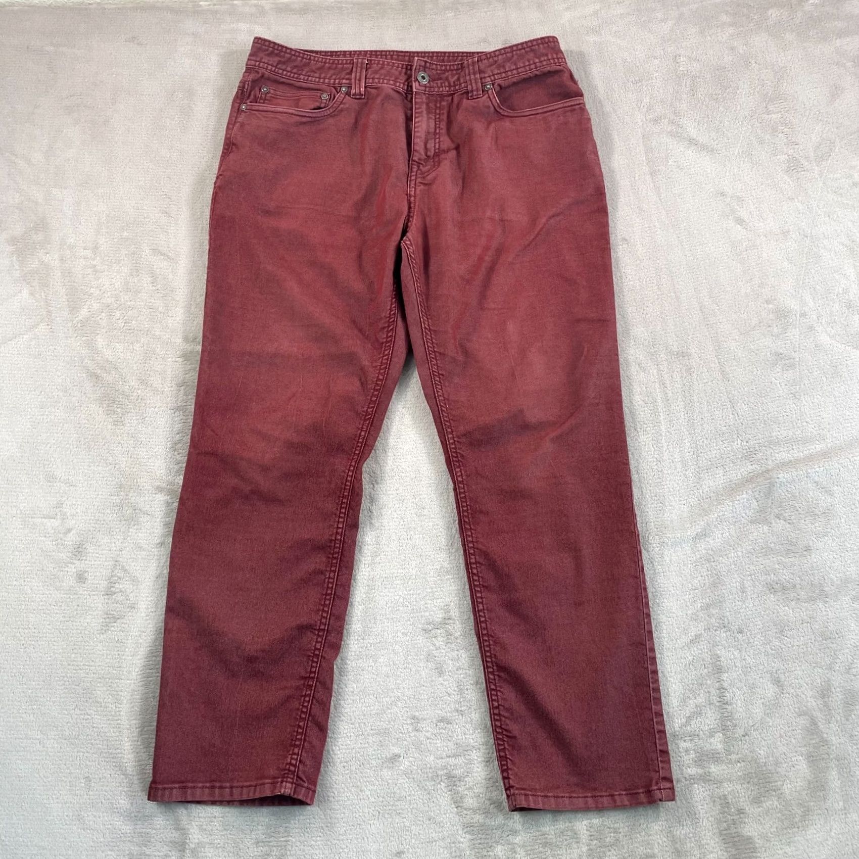 Prana prAna Bridger Jeans Men 34x28 Red Slim Fit Stretch Denim Straight Leg Hike Camp Size US 34 / EU 50 - 3 Thumbnail