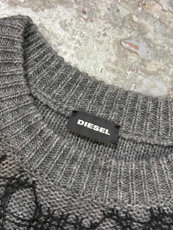 Diesel Diesel Grey Wool Net Distressed Sweater Size US M / EU 48-50 / 2 - 7 Thumbnail