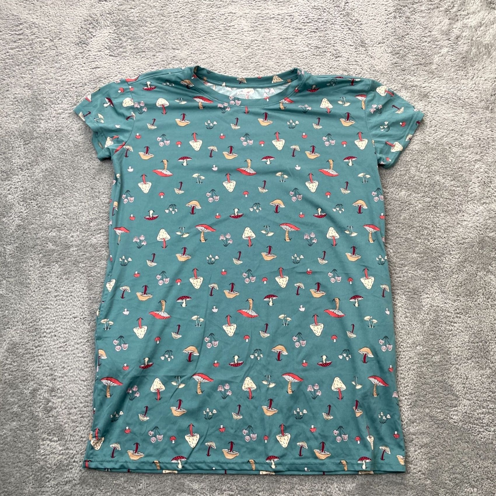 Vintage Joyspun Shirt Womens S Blue Dress Sleepwear Mushroom Loungewear Size S / US 4 / IT 40 - 2 Thumbnail