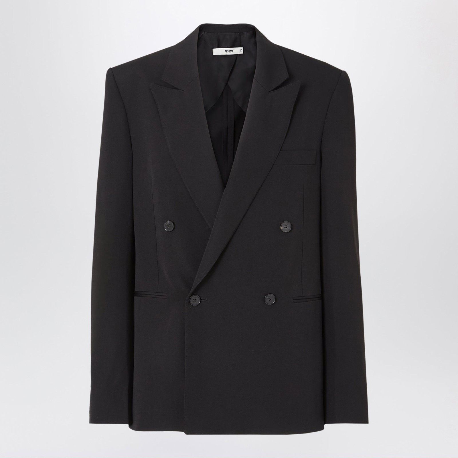 Fendi Black Virgin Wool Double-Breasted Blazer New & Authent, Women's (Size M)