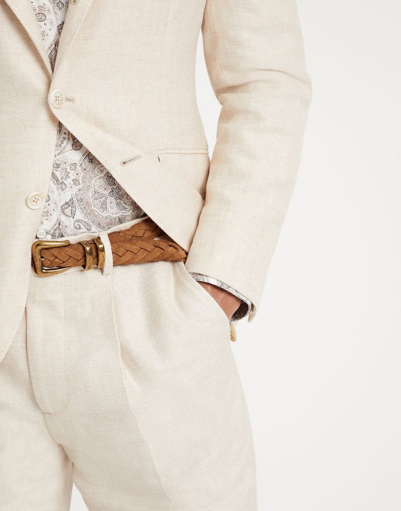 Brunello Cucinelli o1la1rc1a0326 Size:OS / Reversed Calfskin Braided Belt Brown Size ONE SIZE - 3 Thumbnail