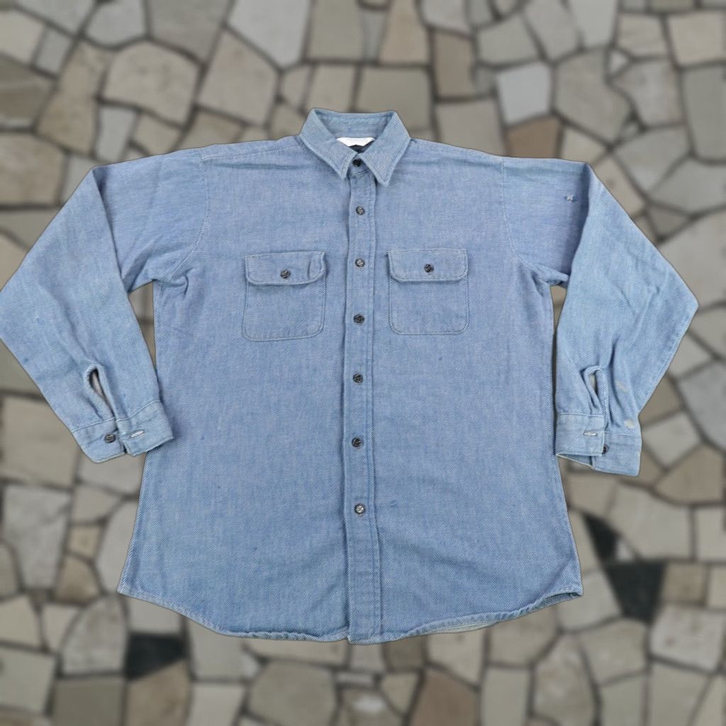 Vintage VINTAGE Five Brother Shirt Mens Large Tall Button-Up Flannel Blue Twill 70s Casual Workwear Mens LT Large Tall Blue Flannel Shirt 1970s Five Brothers Size US L / EU 52-54 / 3 - 1 Thumbnail